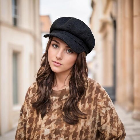 قبعة نسائية لموزع الصحف قبعة بيريه مثمنة، قبعة رسام عتيقة للفتيات للخريف والشتاء الدافئ in Kuwait
