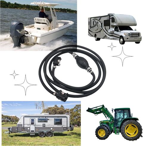 مجموعة خط الوقود البحري 5/16 بوصة 8 مم خرطوم خط غاز الوقود لمحركات القوارب البحرية الخارجية RVs مجموعة الوقود، لمبة تمهيدية متعددة الطبقات منخفضة النفاذ 6.8FT in Kuwait