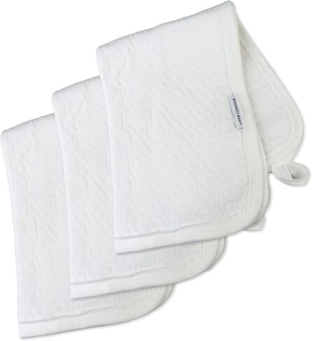 HonestBaby 3-Pack Matelasse Premium Burp Cloths Soft Absorbent 100% Organic Cotton for Infant Baby Boys, Girls, Unisex, White, One Size in Kuwait