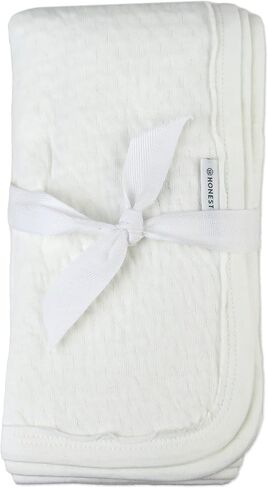 HonestBaby 3-Pack Matelasse Premium Burp Cloths Soft Absorbent 100% Organic Cotton for Infant Baby Boys, Girls, Unisex, White, One Size in Kuwait