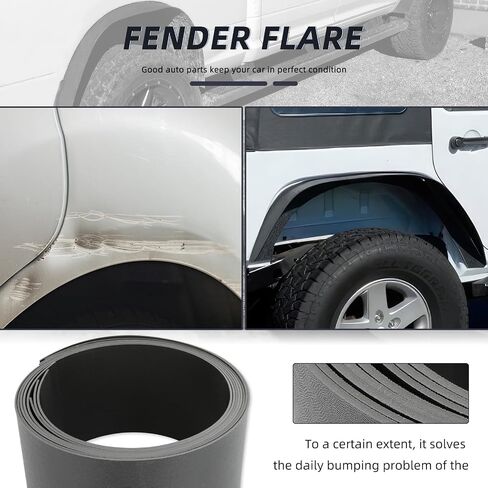 KEEPDSGN Fender Flares، حاجز مشاعل عالمي مرن للسيارة، أقواس عجلات تمديد من البولي فينيل كلوريد متوافق مع جيب رانجلر للطرق الوعرة مازدا ميتسوبيشي - حاجز عريض 3 بوصة in Kuwait