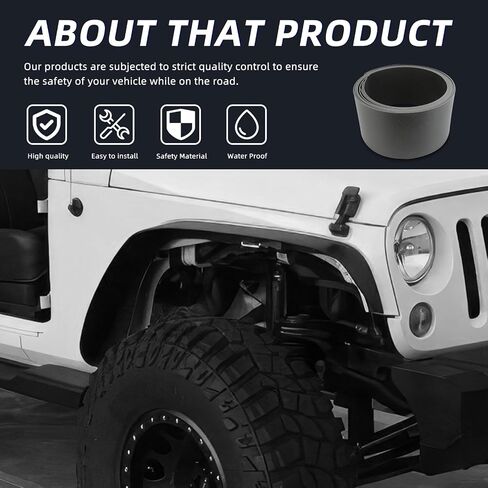 KEEPDSGN Fender Flares، حاجز مشاعل عالمي مرن للسيارة، أقواس عجلات تمديد من البولي فينيل كلوريد متوافق مع جيب رانجلر للطرق الوعرة مازدا ميتسوبيشي - حاجز عريض 3 بوصة in Kuwait