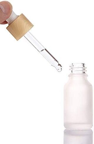 6 قطع، زجاجة قطارة زجاجية بلوري للزيوت العطرية سعة 15 مل/0.5 أونصة، حامل زجاجات سائلة زجاجية فارغة مع قطارة عين زجاجية، غطاء خشبي محبب، حاوية مستحضرات تجميل للسفر، ماصة وقمع متضمن in Kuwait