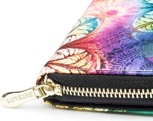 محفظة LOVESHE النسائية RFID بلوك بطاقة الائتمان على الطراز البوهيمي بسحاب حول محفظة الهاتف وبطاقة الائتمان للنساء YZ-K in Kuwait