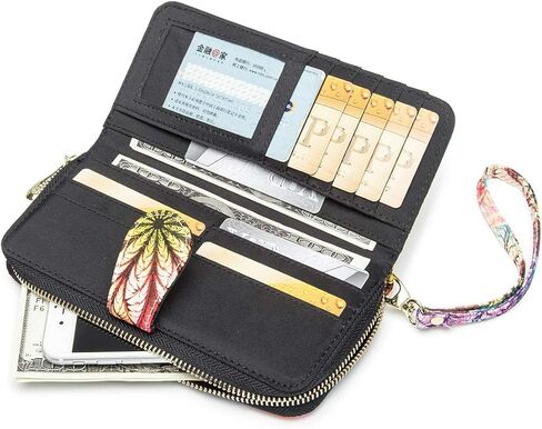 محفظة LOVESHE النسائية RFID بلوك بطاقة الائتمان على الطراز البوهيمي بسحاب حول محفظة الهاتف وبطاقة الائتمان للنساء YZ-K in Kuwait