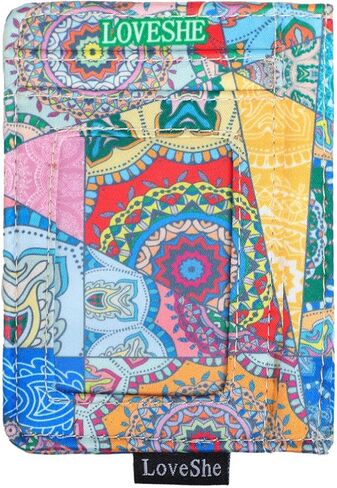 محفظة LOVESHE النسائية RFID بلوك بطاقة الائتمان على الطراز البوهيمي بسحاب حول محفظة الهاتف وبطاقة الائتمان للنساء YZ-K in Kuwait