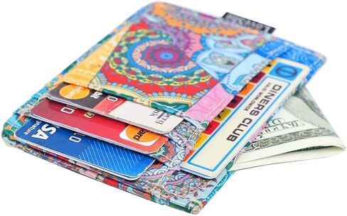 محفظة LOVESHE النسائية RFID بلوك بطاقة الائتمان على الطراز البوهيمي بسحاب حول محفظة الهاتف وبطاقة الائتمان للنساء YZ-K in Kuwait