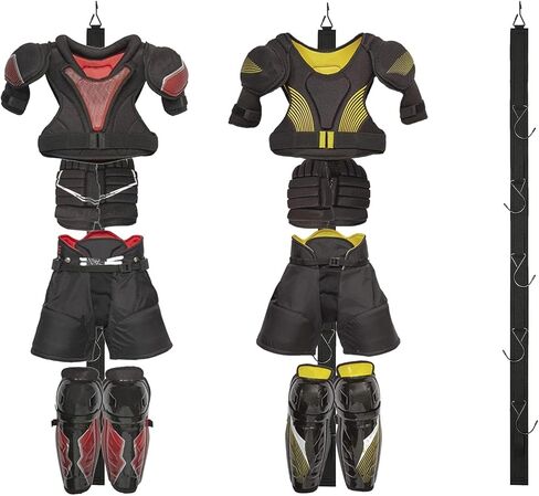 2 قطعة شماعة الهوكي المحمولة المعلقة لتجفيف الرف الرياضي منظم الأشرطة المعلقة مع 5 خطافات الهوكي هدايا للمنزل وفي الهواء الطلق للاستخدام في هوكي الجليد والتزلج على كرة القدم لاكروس والتخييم والصيد in Kuwait