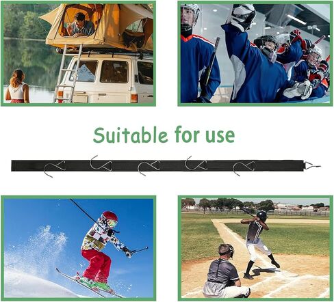 2 قطعة شماعة الهوكي المحمولة المعلقة لتجفيف الرف الرياضي منظم الأشرطة المعلقة مع 5 خطافات الهوكي هدايا للمنزل وفي الهواء الطلق للاستخدام في هوكي الجليد والتزلج على كرة القدم لاكروس والتخييم والصيد in Kuwait