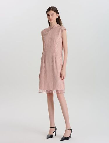 GOELIA Lace Pink Mini Dress Cheongsam Dress Chinese Qipao Dress for Women in Saudi Arabia