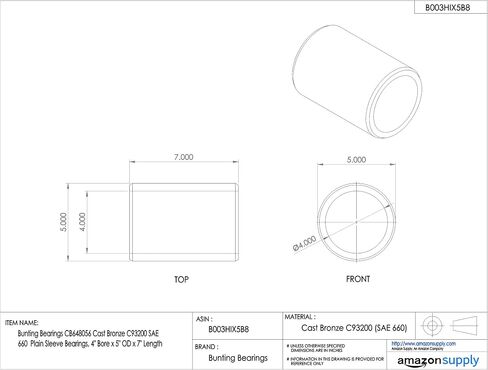 Bunting Bearings CB121412 Cast Bronze C93200 SAE 660 Plain Sleeve Bearings, 3/4" Bore x 7/8" OD x 1-1/2" Length in Saudi Arabia