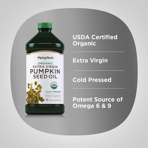 Pumpkin Seed Oil Organic 16oz | Cold Pressed | Extra Virgin | Non-GMO, Gluten Free | By Piping Rock in Saudi Arabia