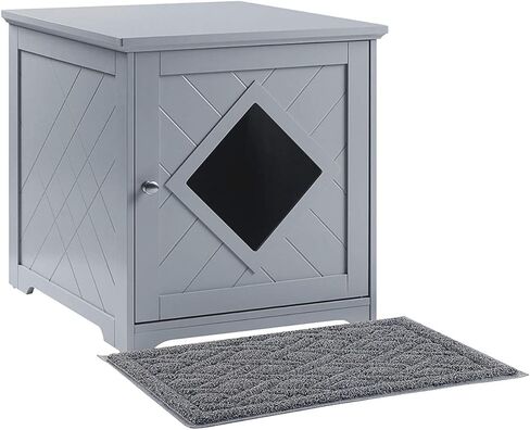 حاوية صندوق فضلات القطط الصغيرة من يونيباوز مع حصيرة، أثاث حمام القطط كيتي، غطاء صندوق فضلات مخفي، خزانة للقطط الصغيرة، صندوق فضلات مخبأ، بيت القطط in Kuwait