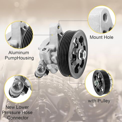 PratRaken Power Steering Pump with Pulley Fits for Honda Accord 2006-2007 2.4L, CR-V 2005-2011, Element 2006-2011, for Acura RSX 2002-2006, TSX 2006-2008, Replace 21-5419 56110-PNB-A03 in Kuwait