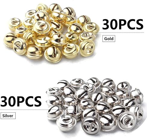 BronaGrand 60pcs Jingle Craft Bells Metal Jingle Bell Christmas Bells Jingle Bells Bulk for Pet Dog Cat Pendants Christmas Tree Crafts Home Decoration, Gold and Silver in Saudi Arabia