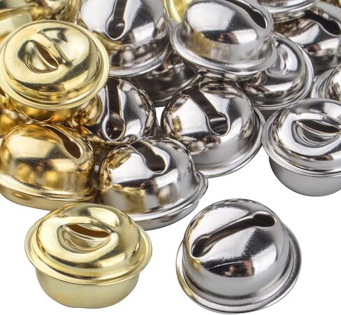 BronaGrand 60pcs Jingle Craft Bells Metal Jingle Bell Christmas Bells Jingle Bells Bulk for Pet Dog Cat Pendants Christmas Tree Crafts Home Decoration, Gold and Silver in Saudi Arabia