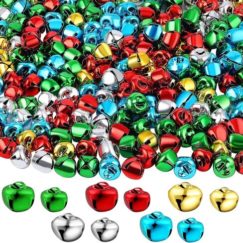 1000 Pieces Christmas Jingle Bells 1/2 Inch Craft Bells Bulk Christmas DIY Craft Bells Metal Craft Bells Charms for Christmas Wreath Decor Holiday Party Decoration (Colorful, 0.4 Inch, 0.5 Inch) in Saudi Arabia