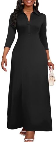 MarryUP Maxi Dresses for Women Casual V Neck 3/4 Sleeve Bodycon Long Maxi Party Holiday Dresses Semi Formal Outfits in Saudi Arabia