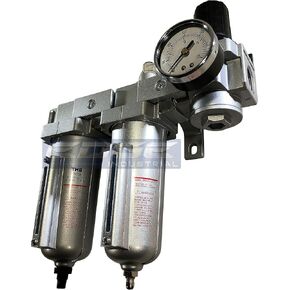 INDUSTRIAL RATED Three Stage Air Drying System - Air Particulate Filter, 0.01 Micron Coalescing Filter & Air Pressure Regulator Modular Combo 3, Metal Bowl (3/4" AUTO DRAIN) in Saudi Arabia