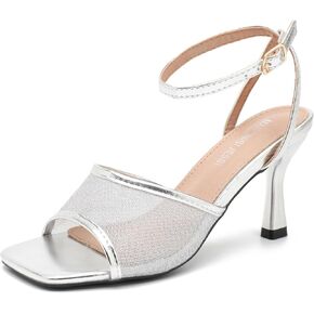 MAIERNISI JESSI Womens Mesh Kitten Heel Sandals Square Open Toe Buckle Ankle Strap Summer Dressy Shoes in Saudi Arabia