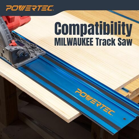 POWERTEC 72153 110 "مجموعة ربط السكك الحديدية لدليل منشار المسار لمناشير المسار ميلووكي | تتضمن 2 × 55 قضبان توجيه من الألومنيوم و(2) موصلات السكك الحديدية التوجيهية لمشاريع الأعمال الخشبية in Saudi Arabia