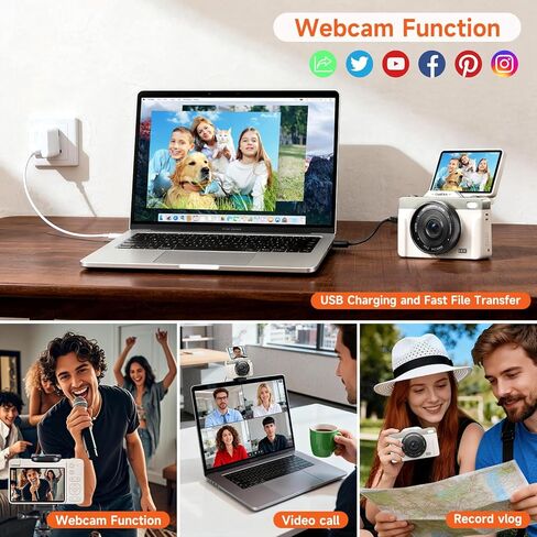 كاميرات رقمية بدقة 4K بدقة 64 ميجابكسل للتصوير الفوتوغرافي، وكاميرا تسجيل فيديو ذاتية التكبير 16X لليوتيوب مع شاشة قابلة للطي بزاوية 180 درجة، ومجموعة كاميرا سفر مدمجة للمبتدئين والمراهقين (بيج) in Kuwait