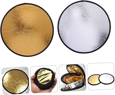 Gatuida 2Pcs Portable Photography Reflector Disc Gold Silver Light Reflector for Studio and Outdoor Photography Compact Photo Lighting Accessory for Travel and Macro Shots in Saudi Arabia