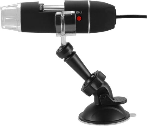 POPETPOP مجهر رقمي USB محمول، مجهر إلكتروني محمول مع مصابيح LED قابلة للتعديل ودعامة مصاصة سوداء للفحص التفصيلي والتقاط صور الفيديو in Saudi Arabia