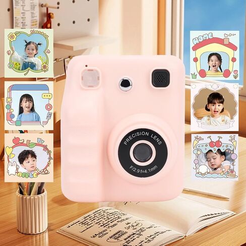 Instant Print Camera, 2.4 Inch HD Screen 48MP 1080P Auto Focus MP3 Playback Portable Printer Camera, Built in 1300mAh Battery, for Home and Office (Pink) in Saudi Arabia