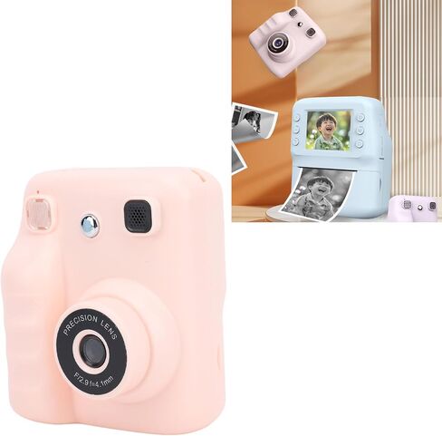 Instant Print Camera, 2.4 Inch HD Screen 48MP 1080P Auto Focus MP3 Playback Portable Printer Camera, Built in 1300mAh Battery, for Home and Office (Pink) in Saudi Arabia