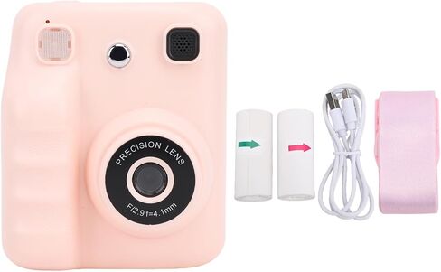 Instant Print Camera, 2.4 Inch HD Screen 48MP 1080P Auto Focus MP3 Playback Portable Printer Camera, Built in 1300mAh Battery, for Home and Office (Pink) in Saudi Arabia