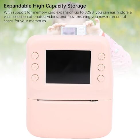 Instant Print Camera, 2.4 Inch HD Screen 48MP 1080P Auto Focus MP3 Playback Portable Printer Camera, Built in 1300mAh Battery, for Home and Office (Pink) in Saudi Arabia