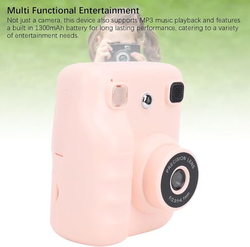 Instant Print Camera, 2.4 Inch HD Screen 48MP 1080P Auto Focus MP3 Playback Portable Printer Camera, Built in 1300mAh Battery, for Home and Office (Pink) in Saudi Arabia