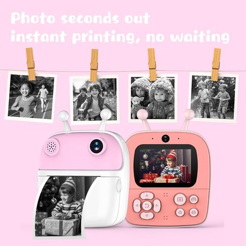 Qiilu Kids Instant Print Camera, 1080P Digital Camera Dual Lens 2.4 Inch IPS Screen Built in Battery Picture Frames with Thermal Printing Paper, for 3+ Year Old Children, Boy, Birthday (Purple) in Saudi Arabia