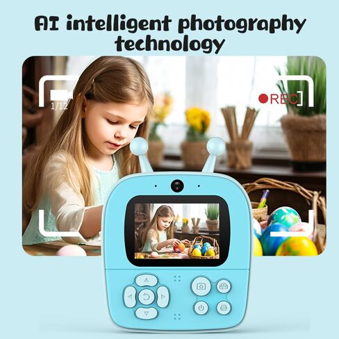 Qiilu Kids Instant Print Camera, 1080P Digital Camera Dual Lens 2.4 Inch IPS Screen Built in Battery Picture Frames with Thermal Printing Paper, for 3+ Year Old Children, Boy, Birthday (Purple) in Saudi Arabia