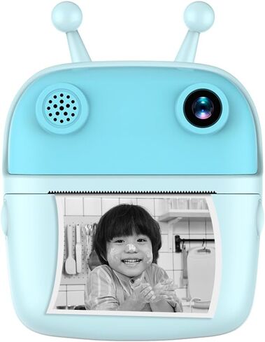 Qiilu Kids Instant Print Camera, 1080P Digital Camera Dual Lens 2.4 Inch IPS Screen Built in Battery Picture Frames with Thermal Printing Paper, for 3+ Year Old Children, Boy, Birthday (Purple) in Saudi Arabia