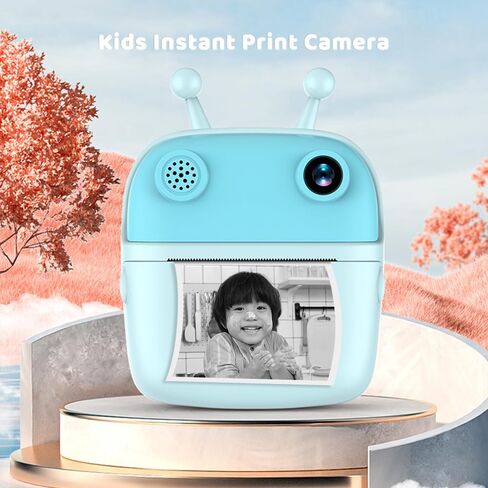 Qiilu Kids Instant Print Camera, 1080P Digital Camera Dual Lens 2.4 Inch IPS Screen Built in Battery Picture Frames with Thermal Printing Paper, for 3+ Year Old Children, Boy, Birthday (Purple) in Saudi Arabia
