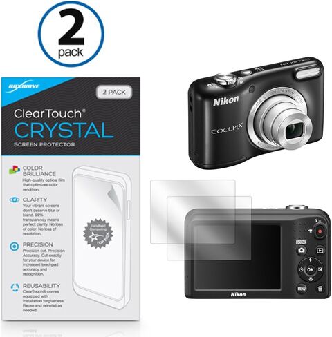 واقي شاشة BoxWave متوافق مع كاميرا Nikon Coolpix L31 - ClearTouch Crystal (عبوتان)، غلاف فيلم عالي الدقة - يحمي من الخدوش in Saudi Arabia