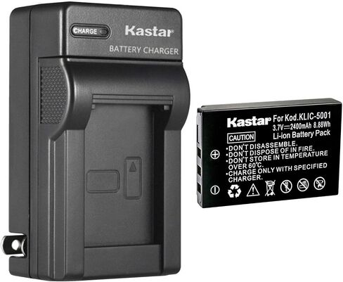 Kastar KLIC-5001 AC استبدال شاحن بطارية الجدار لـ Kodak KLIC-5001، K5001، 1054062، 1064062 بطارية، Kodak EasyShare Z760، EasyShare Z760 Zoom، EasyShare Z7590 كاميرا رقمية in Saudi Arabia