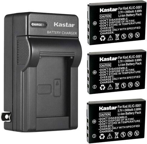 Kastar KLIC-5001 AC استبدال شاحن بطارية الجدار لـ Kodak KLIC-5001، K5001، 1054062، 1064062 بطارية، Kodak EasyShare Z760، EasyShare Z760 Zoom، EasyShare Z7590 كاميرا رقمية in Saudi Arabia