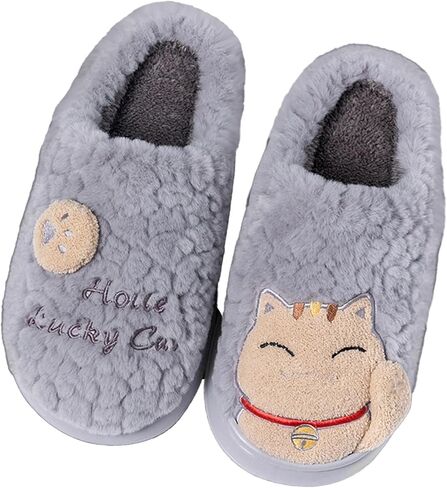Fuzzy Cat Slippers for Women Girl Funny Animal Indoor House Shoes Soft Memory Foam Fluffy Plush Warm Slip-on Gift in Kuwait