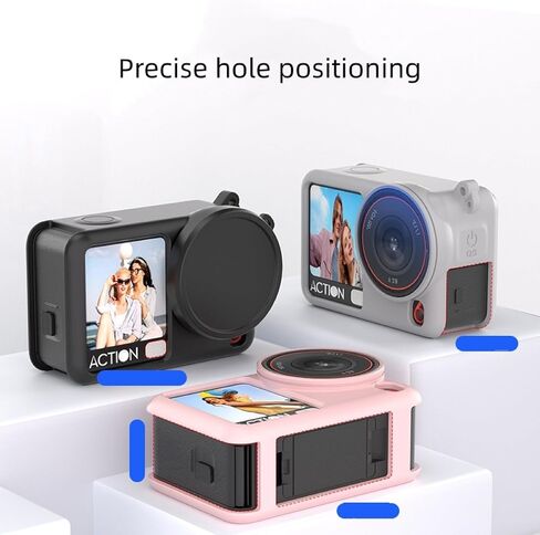 حافظة واقية + غطاء عدسة لـ DJI Action 6، غطاء سيليكون مقاوم للصدمات للكاميرا الرياضية، غطاء واقٍ مضاد للسقوط لملحقات DJI OSMO Action 6 (أسود) in Saudi Arabia