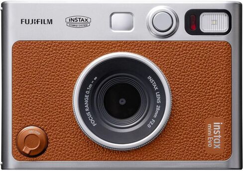 حزمة كاميرا FUJIFILM INSTAX MINI EVO Hybrid الفورية (بني) مع حزمة قيمة لفيلم Fuji Instax-Mini-Instant (20 ورقة) + بطاقة ذاكرة 32 جيجابايت + حقيبة حمل + ألبوم صور 64 جيبًا + قطعة قماش للتنظيف in Saudi Arabia