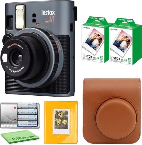 حزمة كاميرا FujiFilm Instax Mini 41 الفورية مع حزمة قيمة لفيلم Fuji Instax-Instant-mini (40 ورقة) + ألبوم صور - 64 جيبًا + حقيبة حماية بني + المزيد in Saudi Arabia