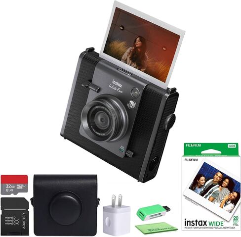 Fujifilm Instax Wide Evo Hybrid Instant Film Camera Bundle with Fuji Instax-Wide Instant Film (20 Sheets) + Compatible Carrying Case + 32GB Memory Card + More in Saudi Arabia