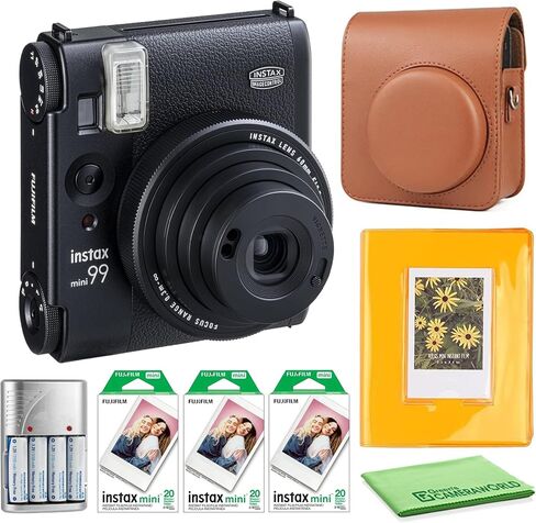 Fujifilm Instax Mini 99 Instant Camera Bundle with Fuji Instax Mini Instant Film Value Pack (60 Sheets) + Carrying Case - Brown + Photo Album – 64 Pockets + More in Saudi Arabia