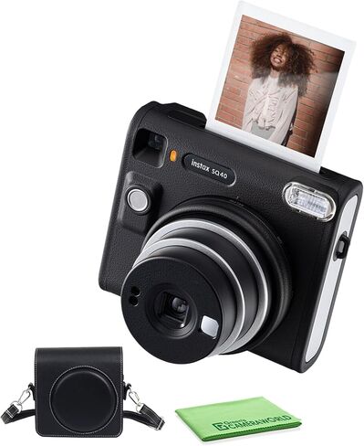 Fujifilm Instax Square SQ40 Instant Camera Vintage Black Bundle with Carrying Case + Cleaning Cloth in Saudi Arabia