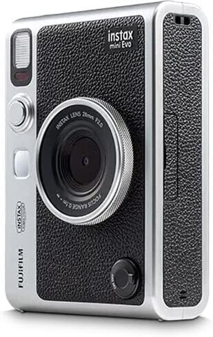 حزمة كاميرا FUJIFILM INSTAX MINI EVO Hybrid الفورية (أسود) مع حزمة قيمة لفيلم Fuji Instax-Mini-Instant (40 ورقة) + بطاقة ذاكرة 32 جيجابايت + حقيبة حمل + ألبوم صور 64 جيبًا + قطعة قماش للتنظيف in Saudi Arabia