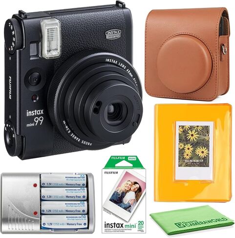 Fujifilm Instax Mini 99 Instant Camera Bundle with Fuji Instax Mini Instant Film Value Pack (20 Sheets) + Carrying Case - Brown + Photo Album – 64 Pockets + More in Saudi Arabia