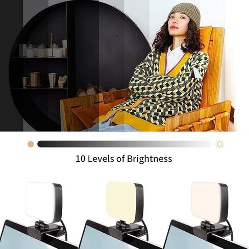 إضاءة مؤتمر الفيديو 360 درجة رأس قابل للدوران 3 مستويات قابل للتعديل 120 LED حبيبات مصباح مستديرة متفاوتة الأحجام قابلة للشحن كمبيوتر محمول كاميرا ويب الإضاءة in Kuwait